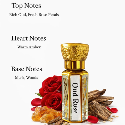 Oud Rose Royale – Premium Alcohol-Free Oud & Damask Rose Attar (Unisex)