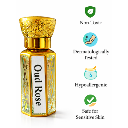 Oud Rose Royale – Premium Alcohol-Free Oud & Damask Rose Attar (Unisex)