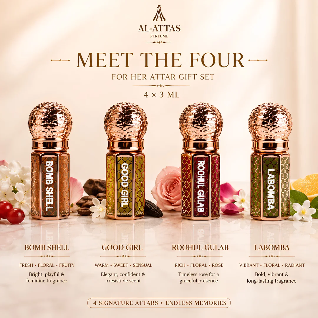 Signature For Her Attar Gift Set | 4 × 3ml | Luxury Attar for Women - Image 3