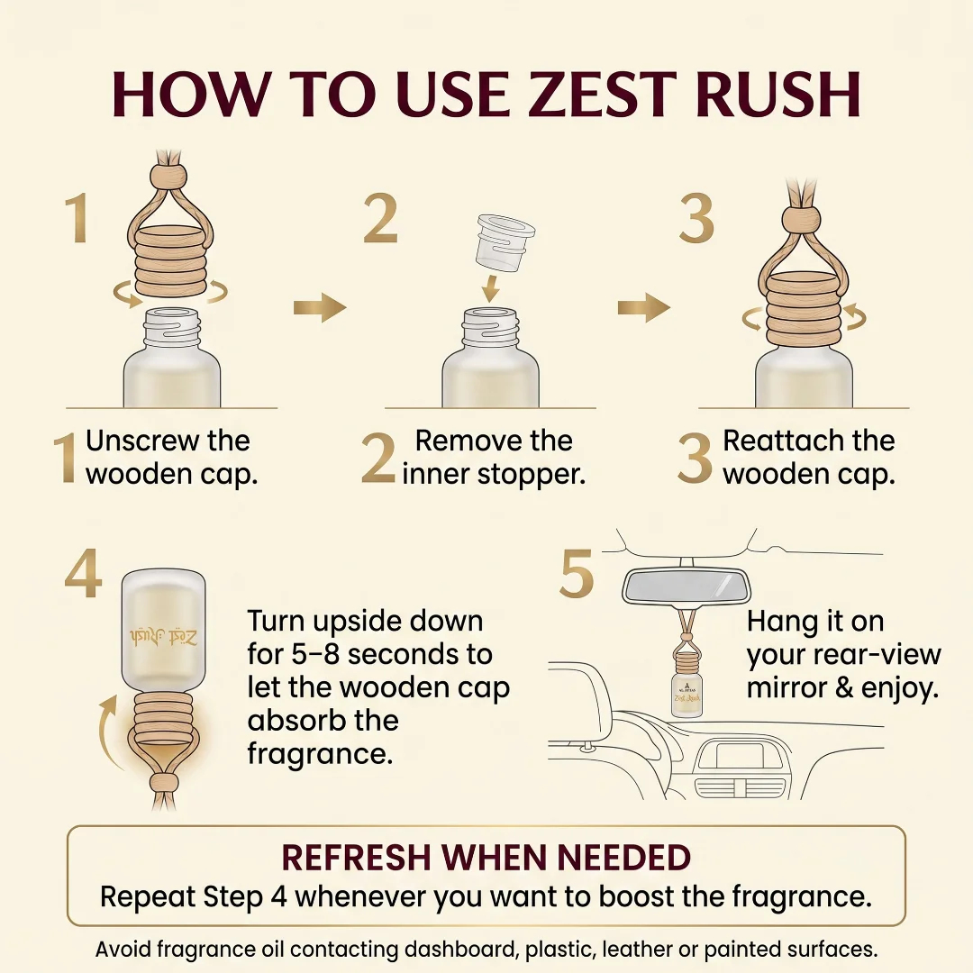 Fresh & Royal Duo | Zest Rush + Oud Rose Car Hanging Perfume Combo | 8.5 ML × 2 - Image 7