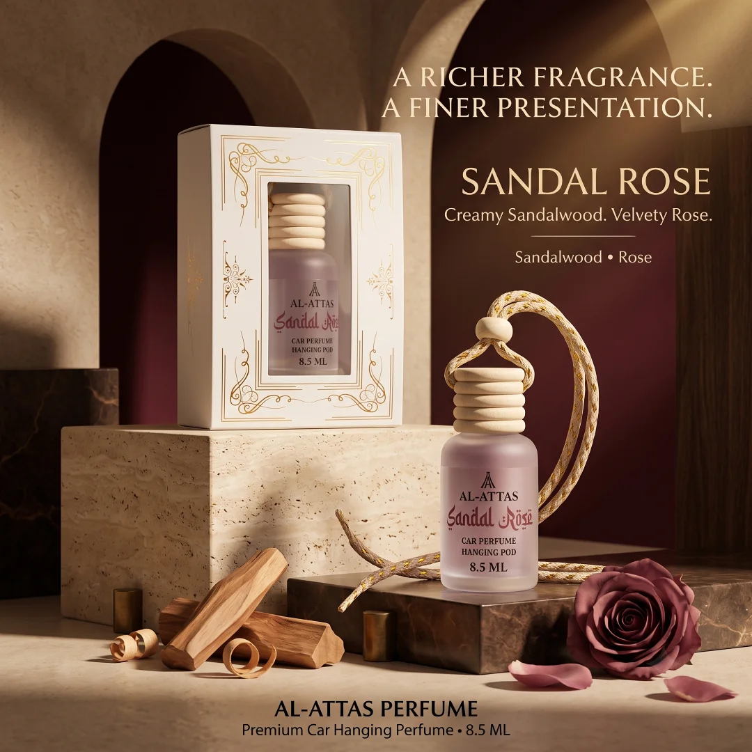 Sandal Rose Car Hanging Perfume | Sandalwood & Rose Premium Car Diffuser | 8.5 ML - Image 6
