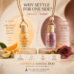 Citrus & Sandal Duo | Orange Spark + Sandal Rose Car Hanging Perfume Combo | 8.5 ML × 2