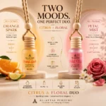 Citrus & Floral Duo | Orange Spark + Petal Mist Car Hanging Perfume Combo | 8.5 ML × 2